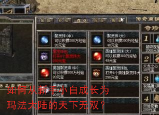如何从新手小白成长为玛法大陆的天下无双? 如何从新手小白成长为玛法大陆的天下无双?